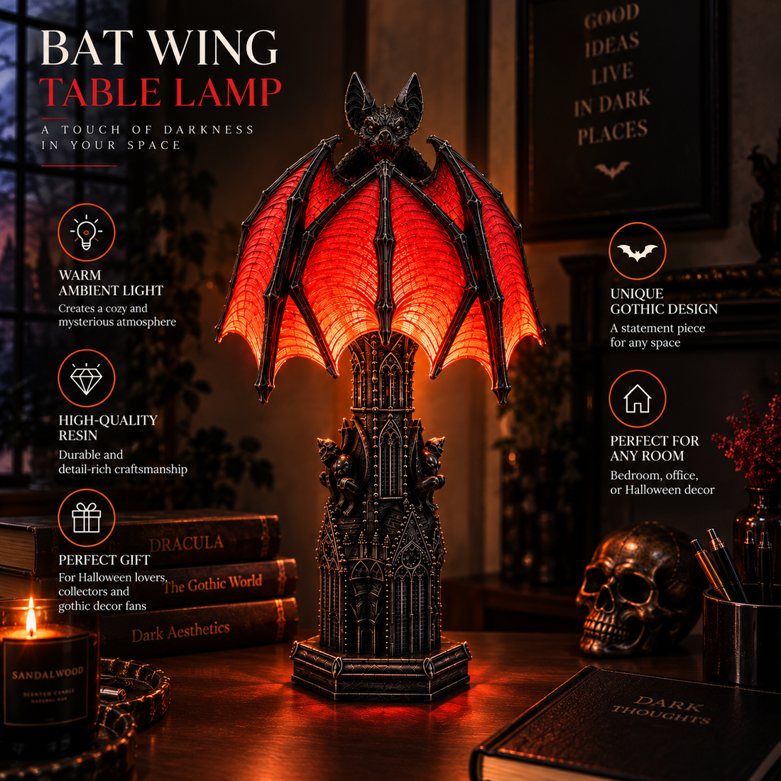 Bat Halloween Lamp By Luviko